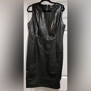 Calvin Klein black leather look dress